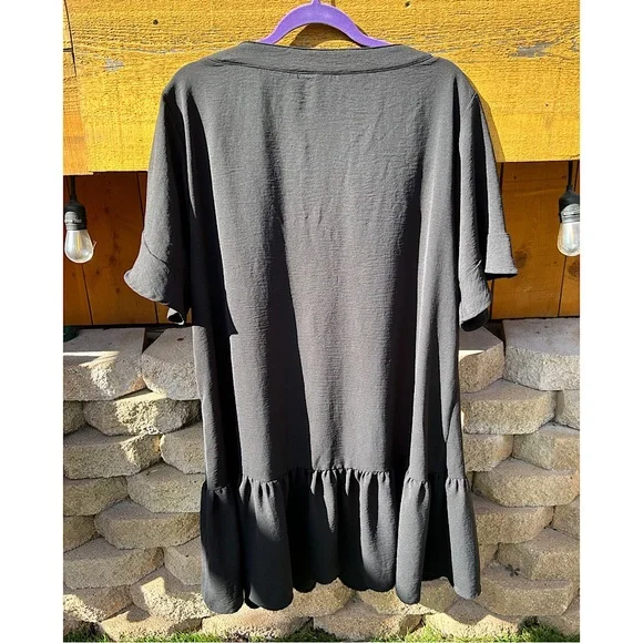 Sz L-dress or swim coverup. Drop waist with flowy sleeves & oversized neck - Picture 3 of 8